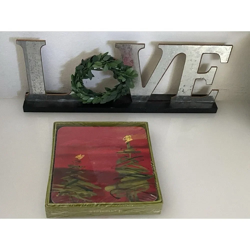 Rock Flower Paper 4 Coasters Abstract Cool Contemporary Christmas Tree 4